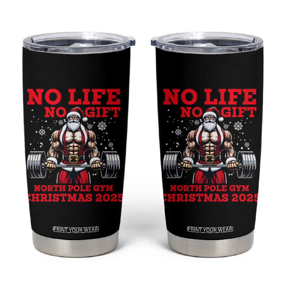 Santa Gym Christmas Tumbler Cup Lifting Swole Santa Ugly Xmas TS14 Black Print Your Wear