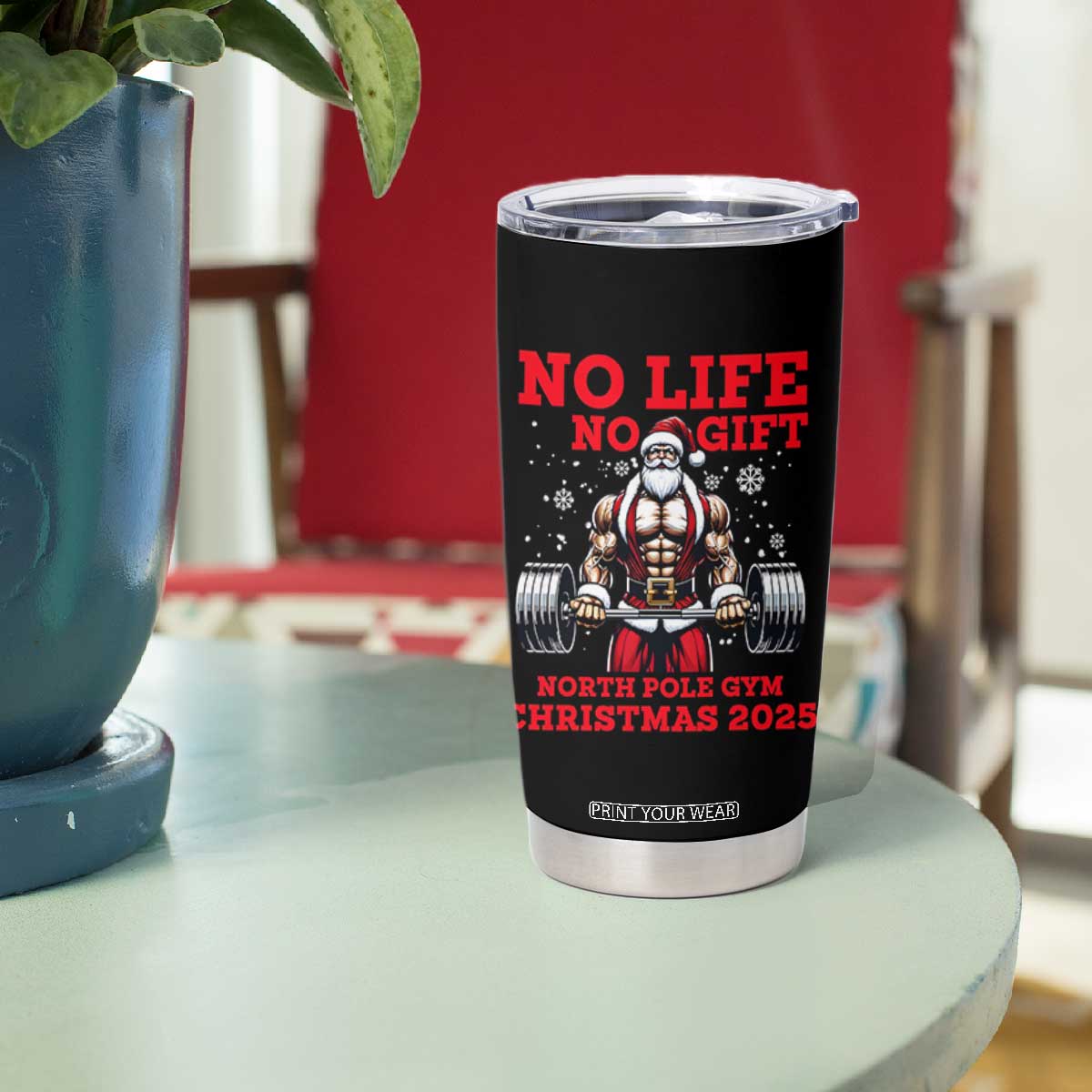 Santa Gym Christmas Tumbler Cup Lifting Swole Santa Ugly Xmas TS14 Print Your Wear