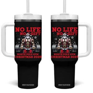 Santa Gym Christmas Tumbler With Handle Lifting Swole Santa Ugly Xmas TS14 One Size: 40 oz Black Print Your Wear