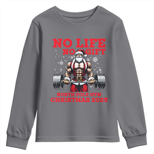 Santa Gym Christmas Youth Sweatshirt Lifting Swole Santa Ugly Xmas TS14 Charcoal Print Your Wear