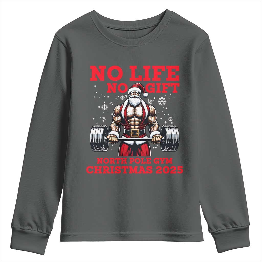 Santa Gym Christmas Youth Sweatshirt Lifting Swole Santa Ugly Xmas TS14 Dark Heather Print Your Wear