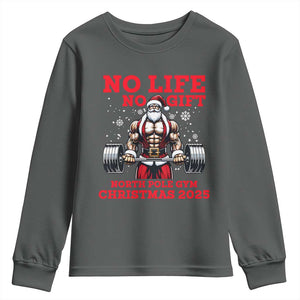 Santa Gym Christmas Youth Sweatshirt Lifting Swole Santa Ugly Xmas TS14 Dark Heather Print Your Wear