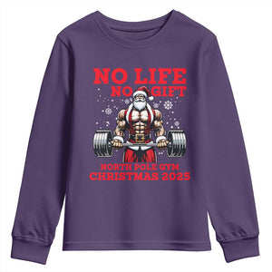 Santa Gym Christmas Youth Sweatshirt Lifting Swole Santa Ugly Xmas TS14 Purple Print Your Wear