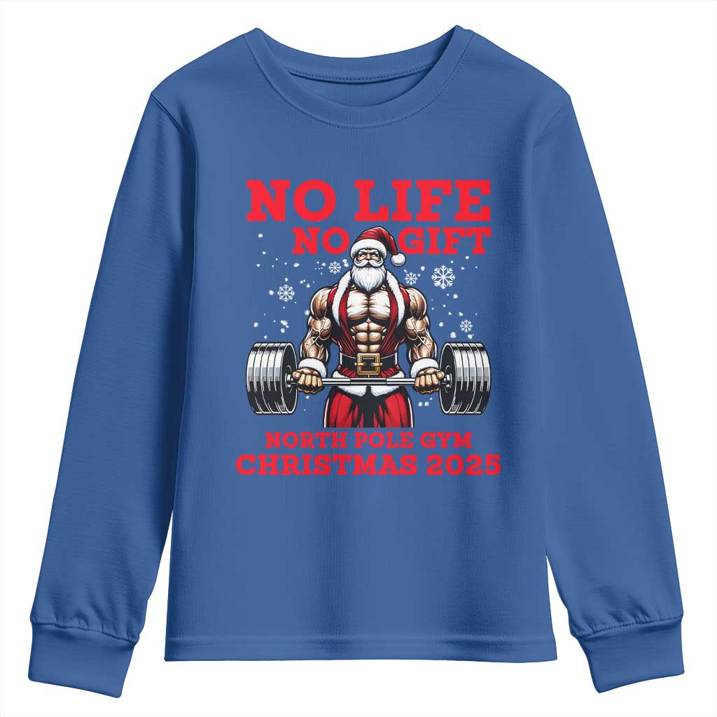 Santa Gym Christmas Youth Sweatshirt Lifting Swole Santa Ugly Xmas TS14 Royal Blue Print Your Wear