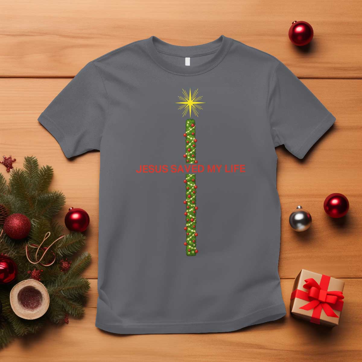 Jesus Christian Christmas T Shirt Religious Cross Bible Verse Inspirational TS14 Charcoal Print Your Wear