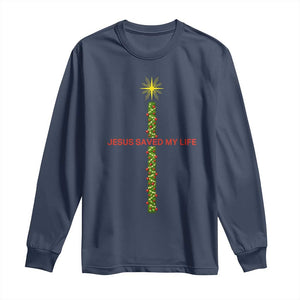 Jesus Christian Christmas Long Sleeve Shirt Religious Cross Bible Verse Inspirational TS14 Navy Print Your Wear