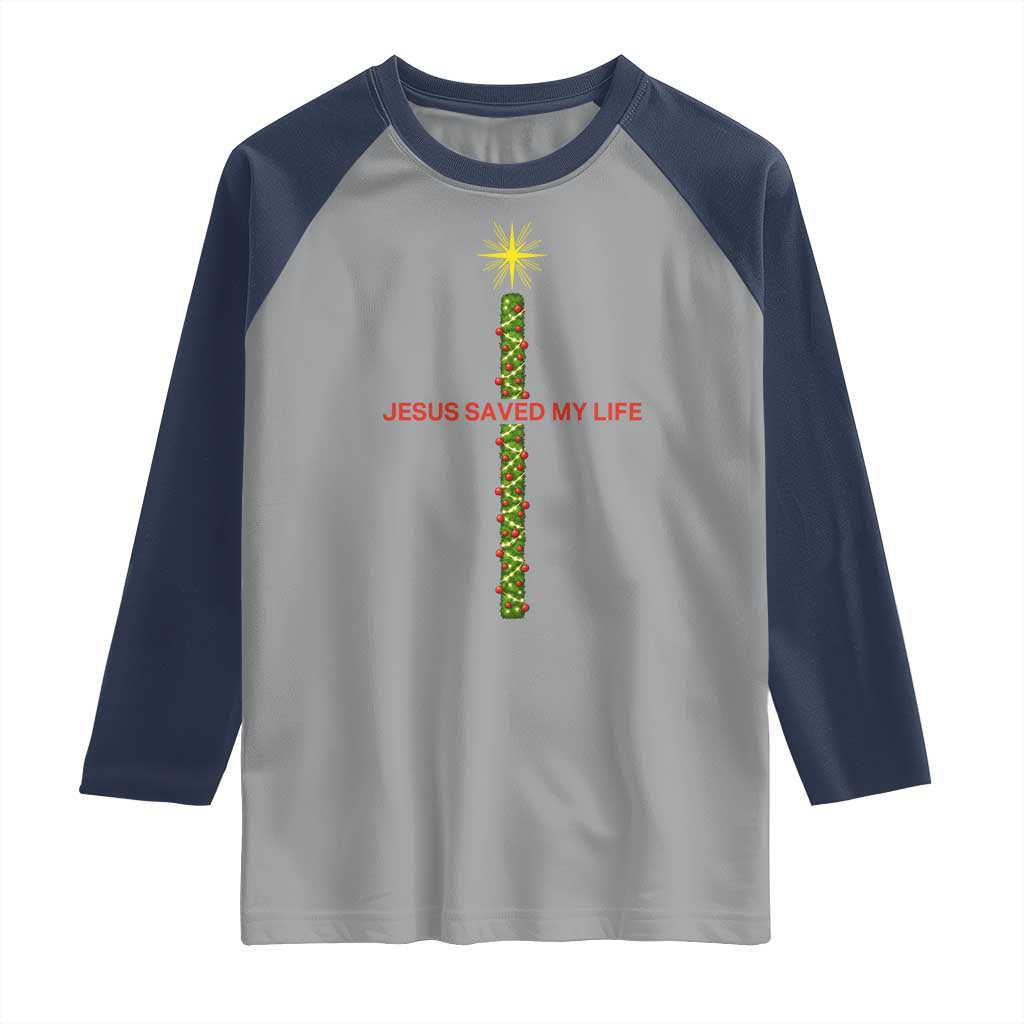 Jesus Christian Christmas Raglan Shirt Religious Cross Bible Verse Inspirational TS14 Sport Gray Navy Print Your Wear