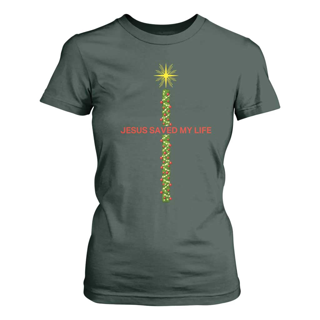 Jesus Christian Christmas T Shirt For Women Religious Cross Bible Verse Inspirational TS14 Dark Forest Green Print Your Wear