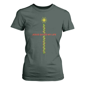 Jesus Christian Christmas T Shirt For Women Religious Cross Bible Verse Inspirational TS14 Dark Forest Green Print Your Wear