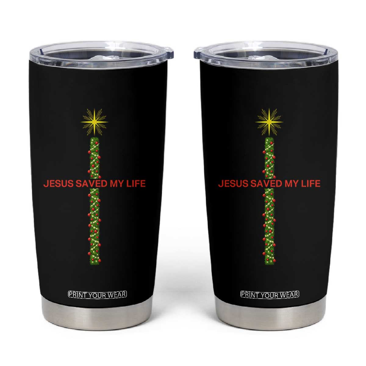 Jesus Christian Christmas Tumbler Cup Religious Cross Bible Verse Inspirational TS14 Black Print Your Wear