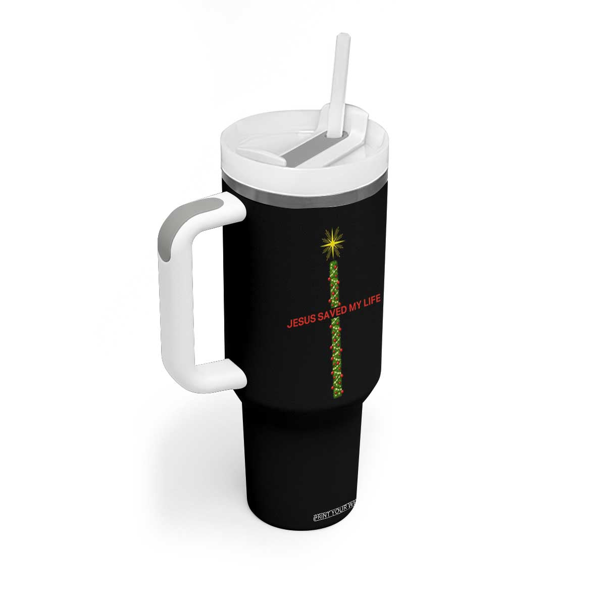 Jesus Christian Christmas Tumbler With Handle Religious Cross Bible Verse Inspirational TS14 Print Your Wear