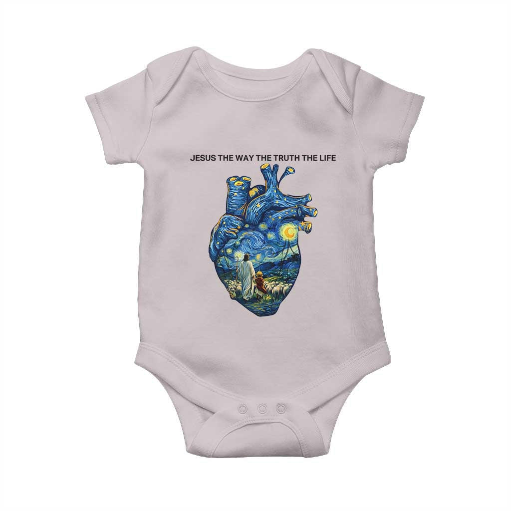 Jesus Christian Starry Night Baby Onesie The Way The Truth The Life TS14 Ice Gray Print Your Wear