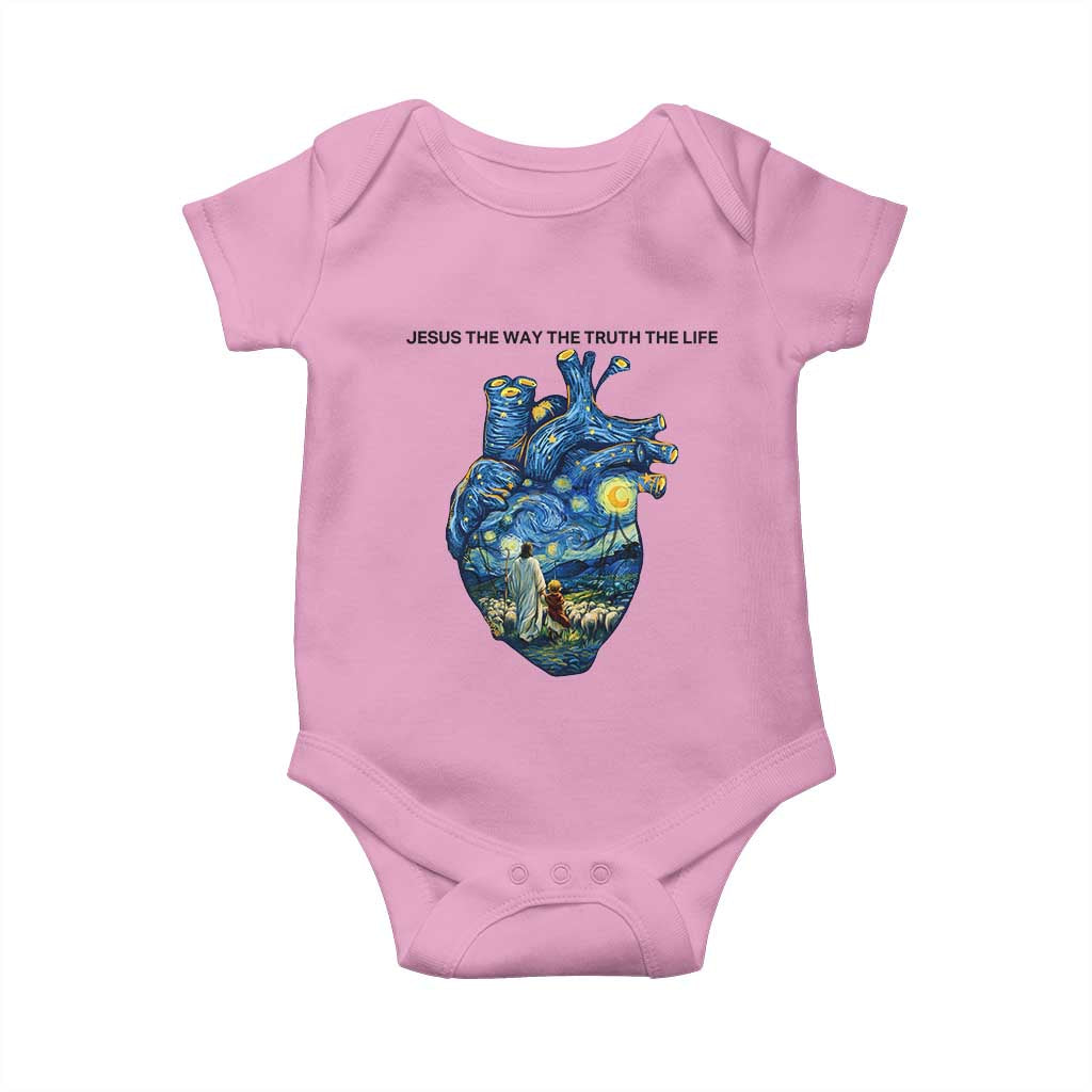 Jesus Christian Starry Night Baby Onesie The Way The Truth The Life TS14 Light Pink Print Your Wear