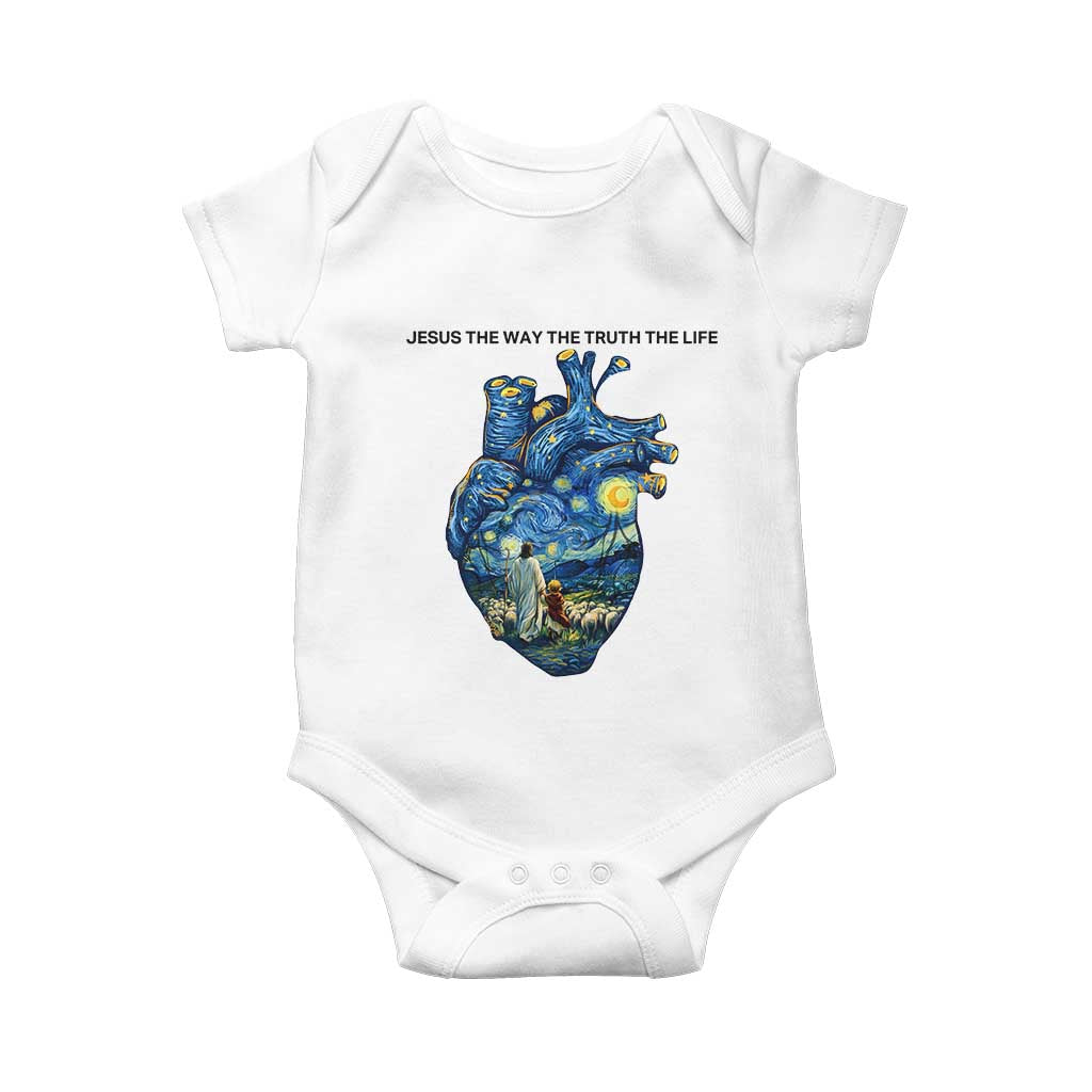 Jesus Christian Starry Night Baby Onesie The Way The Truth The Life TS14 White Print Your Wear
