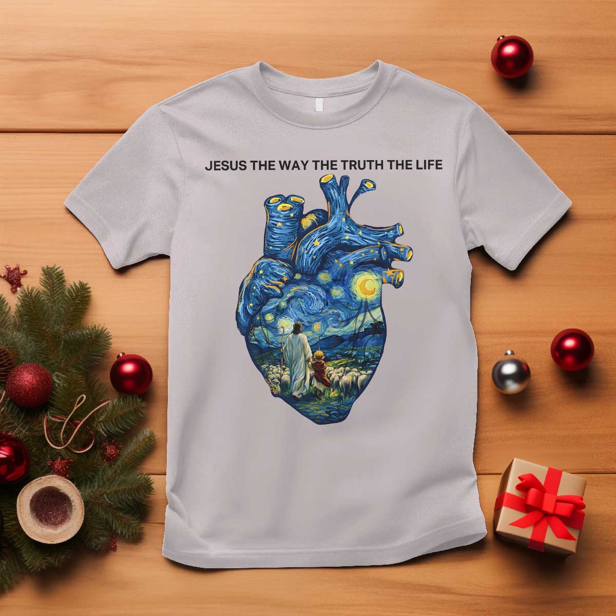 Jesus Christian Starry Night T Shirt The Way The Truth The Life TS14 Ice Gray Print Your Wear