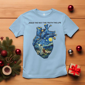 Jesus Christian Starry Night T Shirt The Way The Truth The Life TS14 Light Blue Print Your Wear