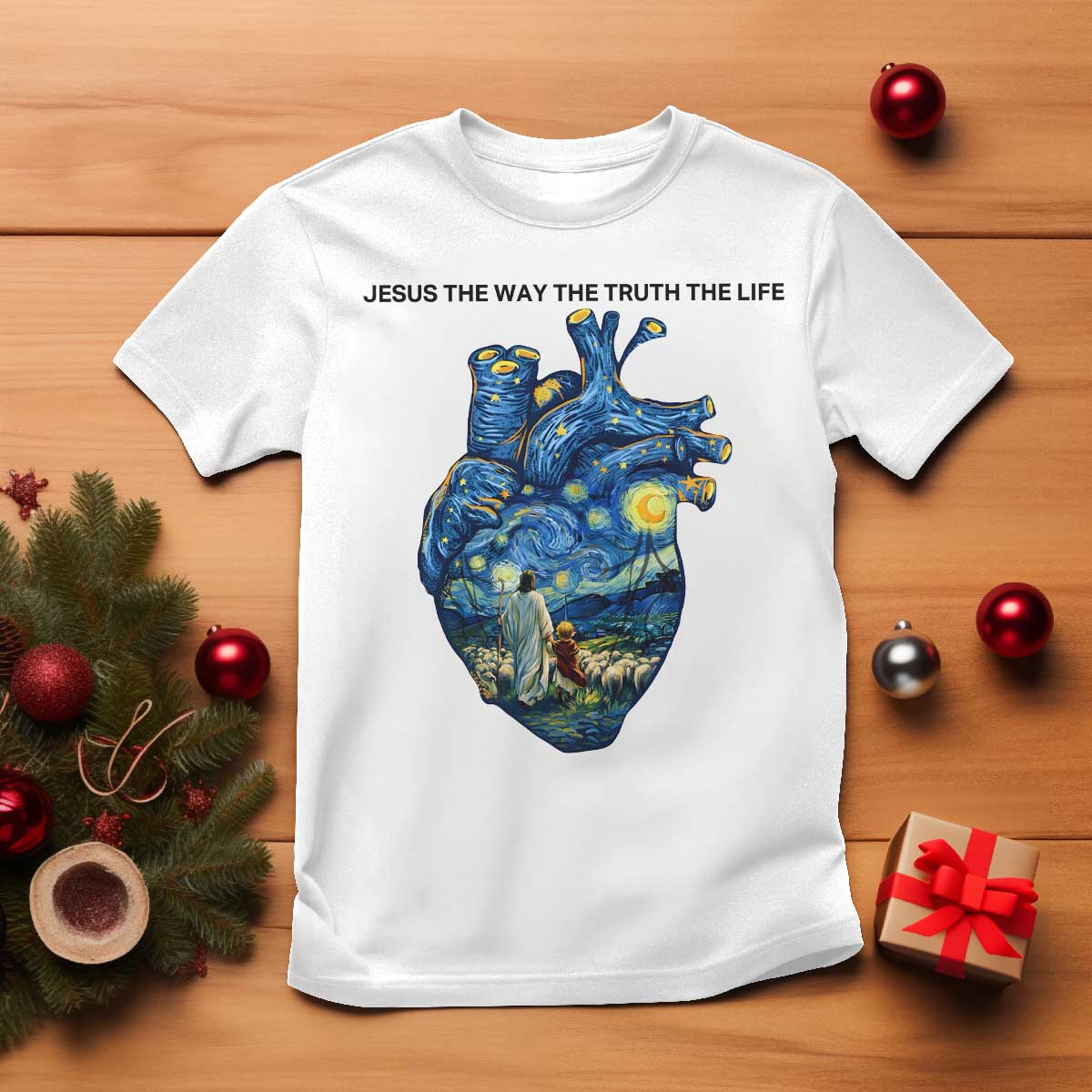 Jesus Christian Starry Night T Shirt The Way The Truth The Life TS14 White Print Your Wear