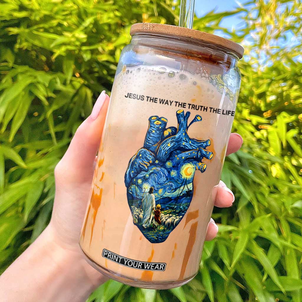 Jesus Christian Starry Night Glass Can The Way The Truth The Life TS14 White Print Your Wear