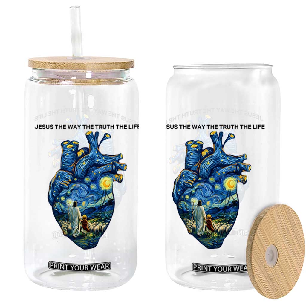 Jesus Christian Starry Night Glass Can The Way The Truth The Life TS14 Print Your Wear