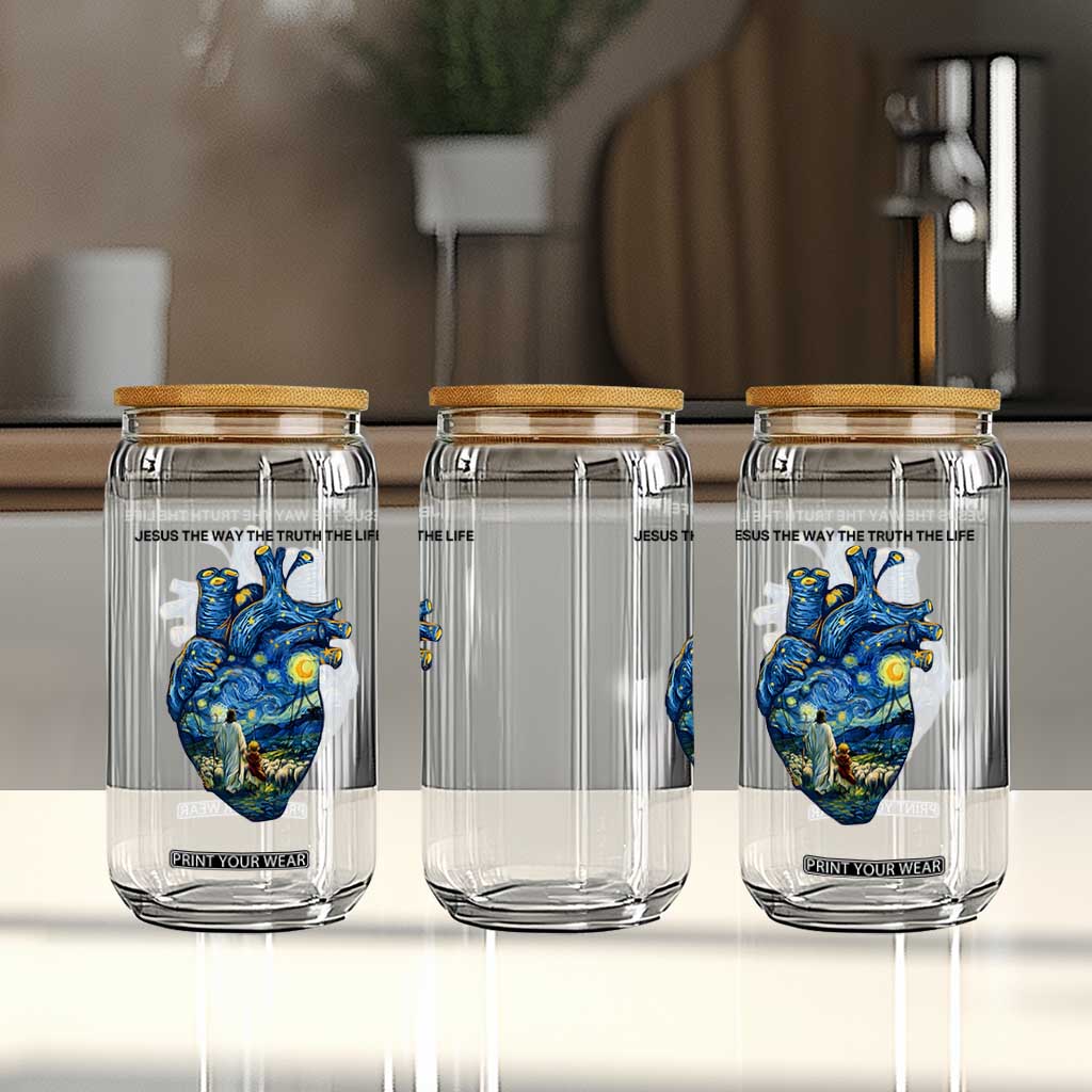 Jesus Christian Starry Night Glass Can The Way The Truth The Life TS14 Print Your Wear