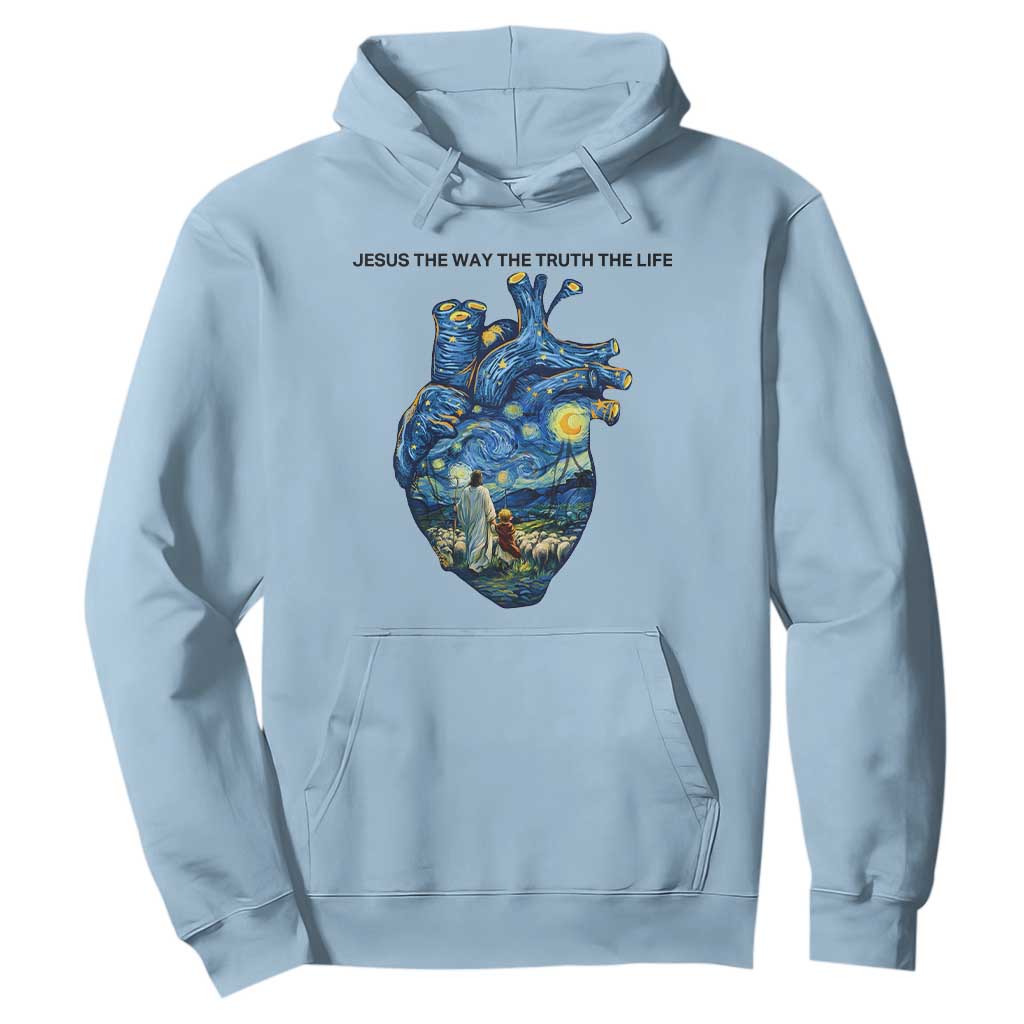 Jesus Christian Starry Night Hoodie The Way The Truth The Life TS14 Light Blue Print Your Wear