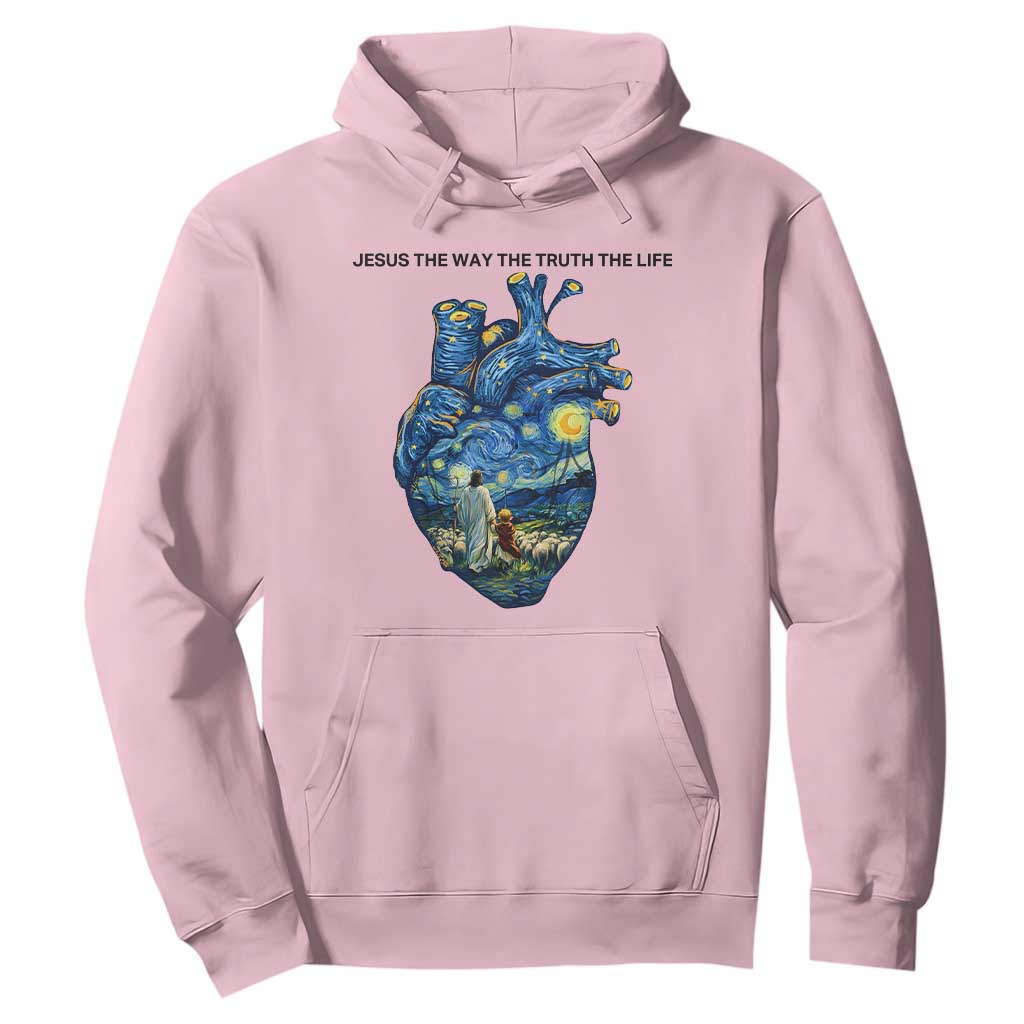 Jesus Christian Starry Night Hoodie The Way The Truth The Life TS14 Light Pink Print Your Wear