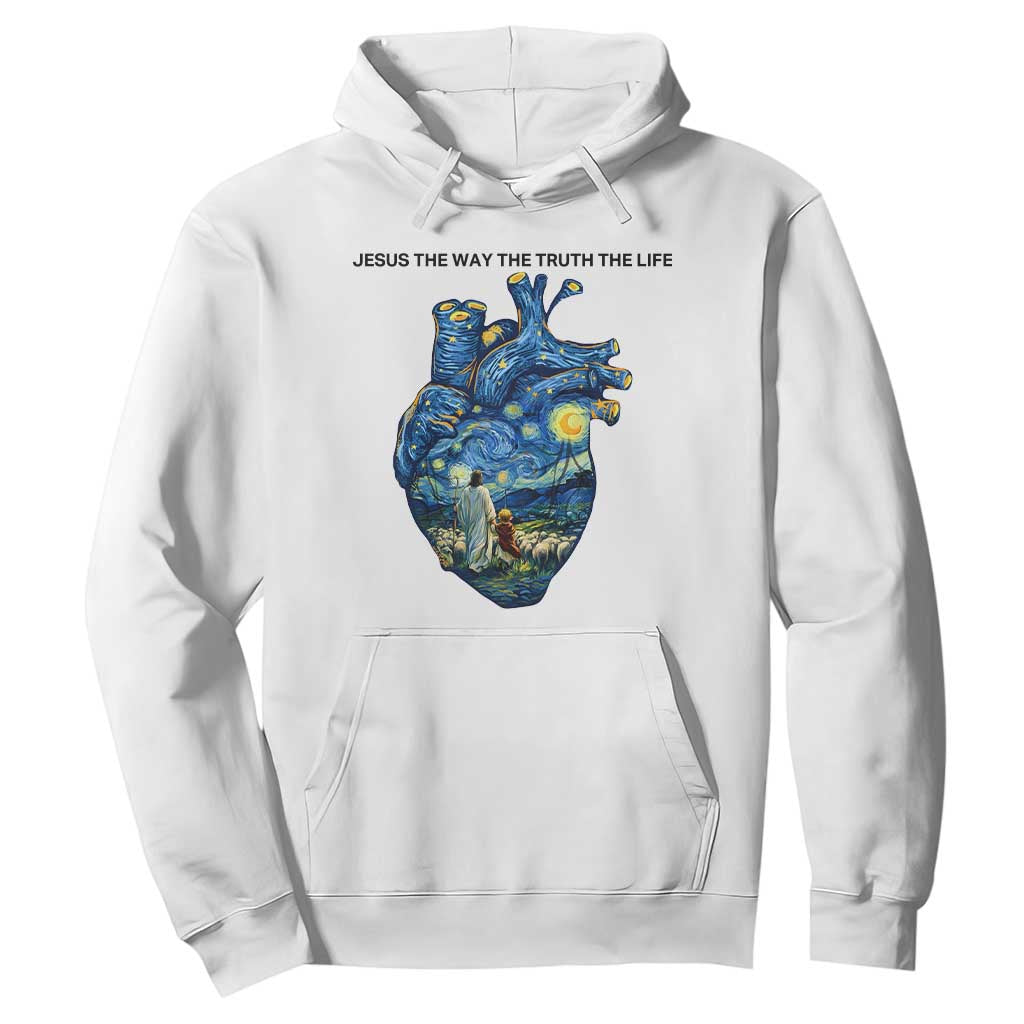 Jesus Christian Starry Night Hoodie The Way The Truth The Life TS14 White Print Your Wear