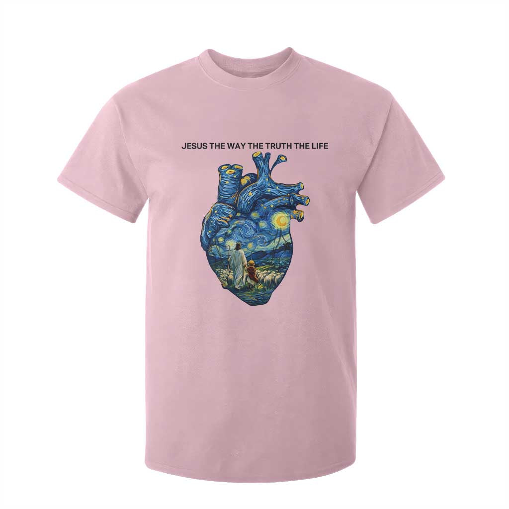 Jesus Christian Starry Night T Shirt For Kid The Way The Truth The Life TS14 Light Pink Print Your Wear