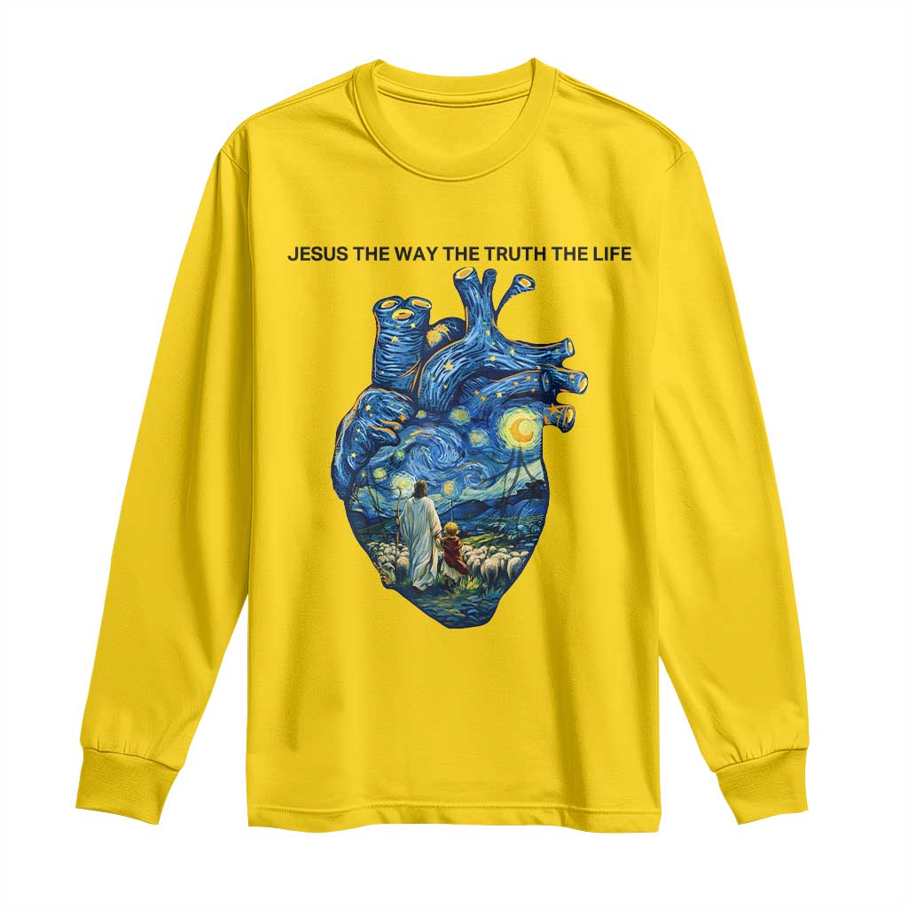 Jesus Christian Starry Night Long Sleeve Shirt The Way The Truth The Life TS14 Daisy Print Your Wear
