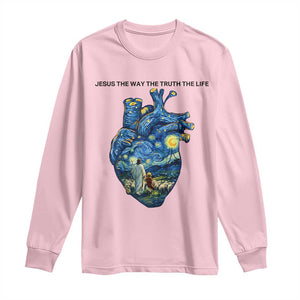 Jesus Christian Starry Night Long Sleeve Shirt The Way The Truth The Life TS14 Light Pink Print Your Wear