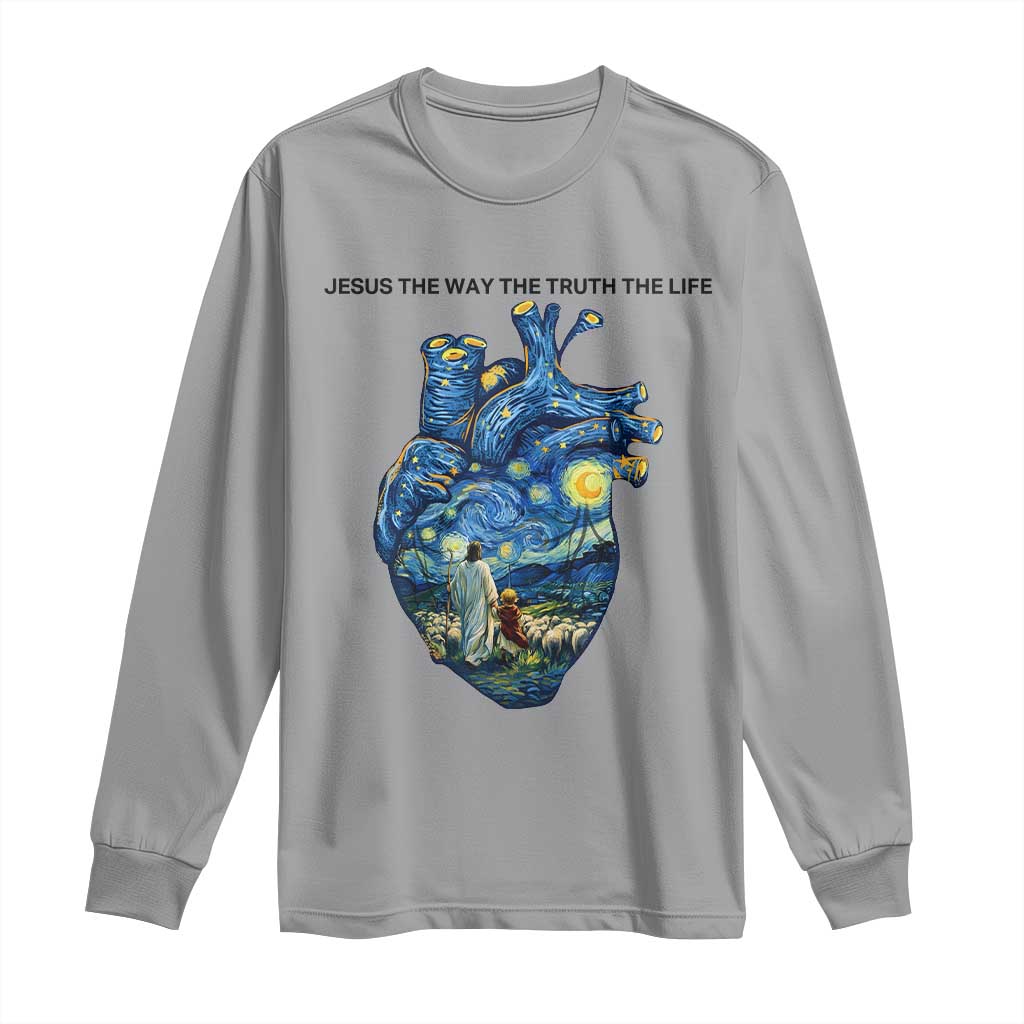 Jesus Christian Starry Night Long Sleeve Shirt The Way The Truth The Life TS14 Sport Gray Print Your Wear