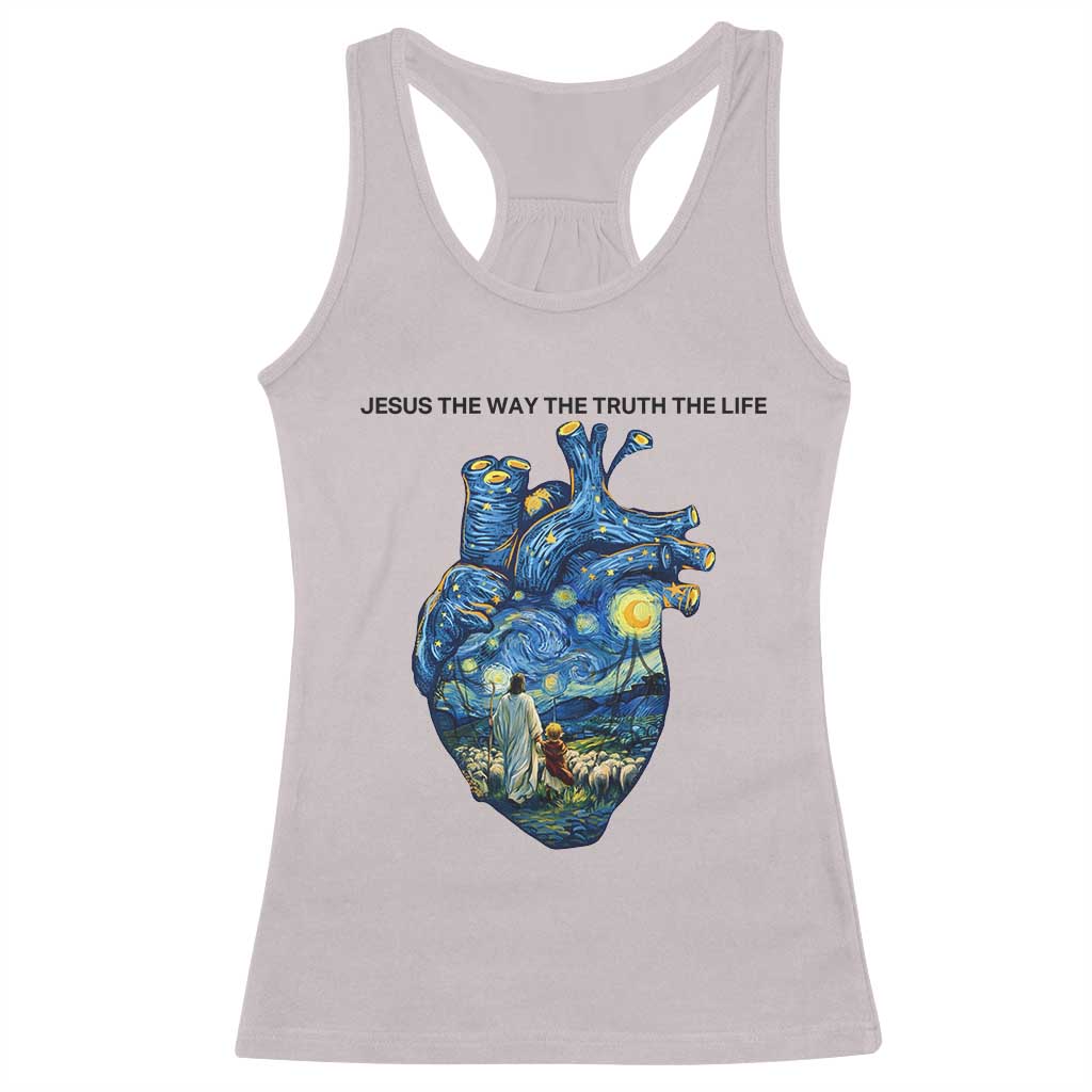 Jesus Christian Starry Night Racerback Tank Top The Way The Truth The Life TS14 Ice Gray Print Your Wear