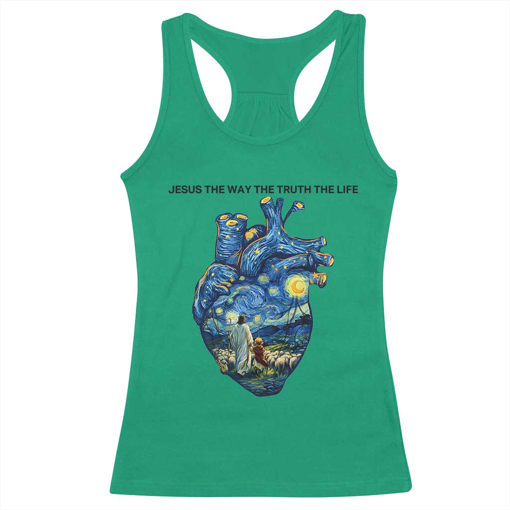 Jesus Christian Starry Night Racerback Tank Top The Way The Truth The Life TS14 Irish Green Print Your Wear
