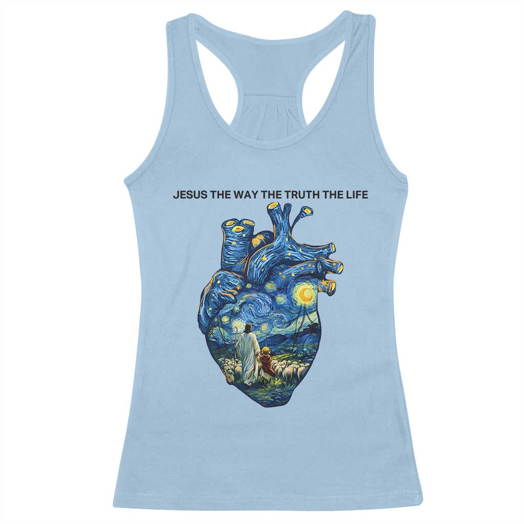 Jesus Christian Starry Night Racerback Tank Top The Way The Truth The Life TS14 Light Blue Print Your Wear