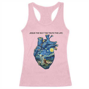 Jesus Christian Starry Night Racerback Tank Top The Way The Truth The Life TS14 Light Pink Print Your Wear