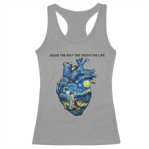 Jesus Christian Starry Night Racerback Tank Top The Way The Truth The Life TS14 Sport Gray Print Your Wear
