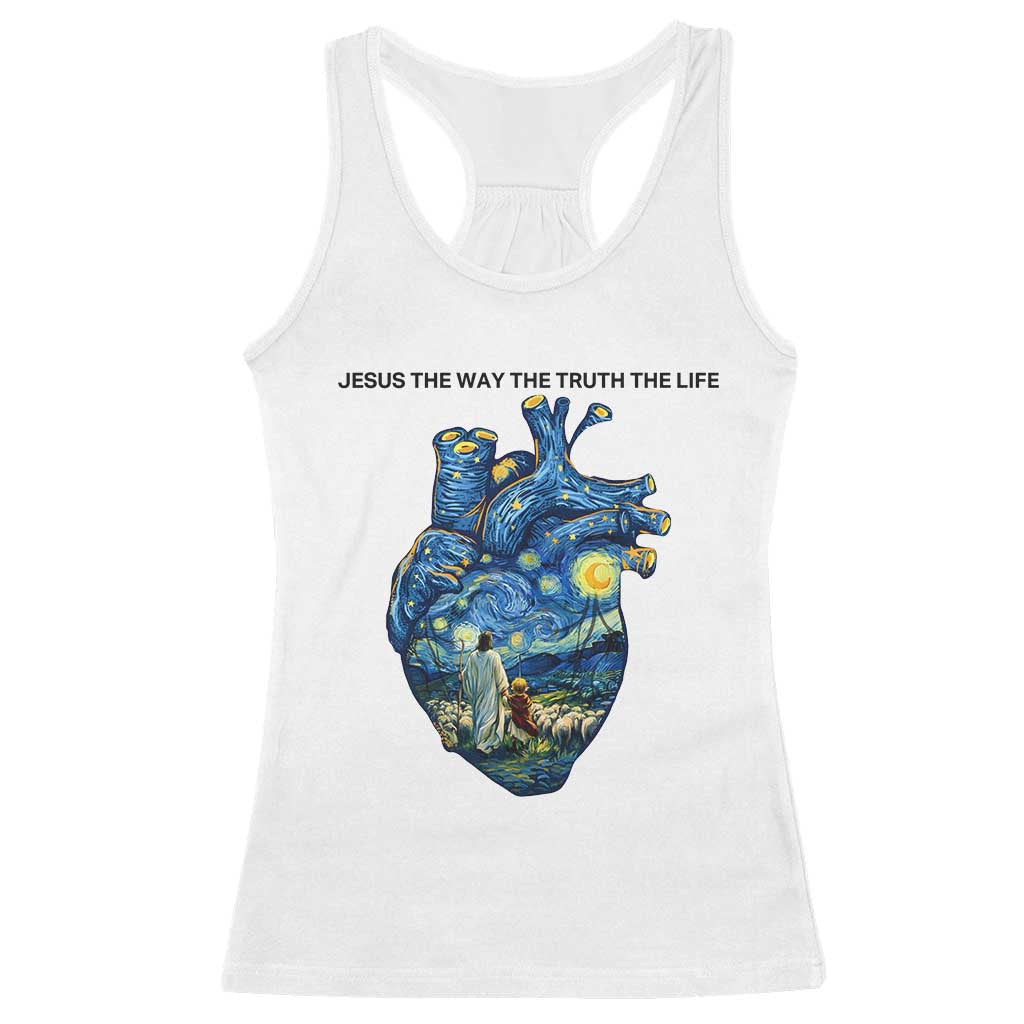 Jesus Christian Starry Night Racerback Tank Top The Way The Truth The Life TS14 White Print Your Wear
