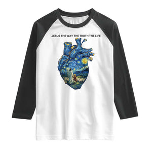 Jesus Christian Starry Night Raglan Shirt The Way The Truth The Life TS14 White Black Print Your Wear