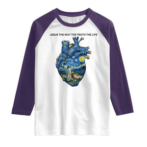 Jesus Christian Starry Night Raglan Shirt The Way The Truth The Life TS14 White Purple Print Your Wear
