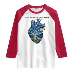 Jesus Christian Starry Night Raglan Shirt The Way The Truth The Life TS14 White Red Print Your Wear
