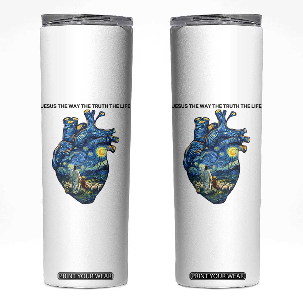Jesus Christian Starry Night Skinny Tumbler The Way The Truth The Life TS14 White Print Your Wear