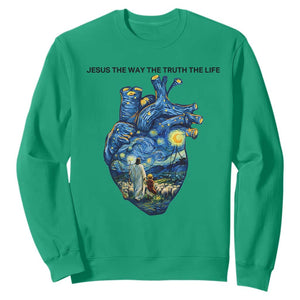 Jesus Christian Starry Night Sweatshirt The Way The Truth The Life TS14 Irish Green Print Your Wear