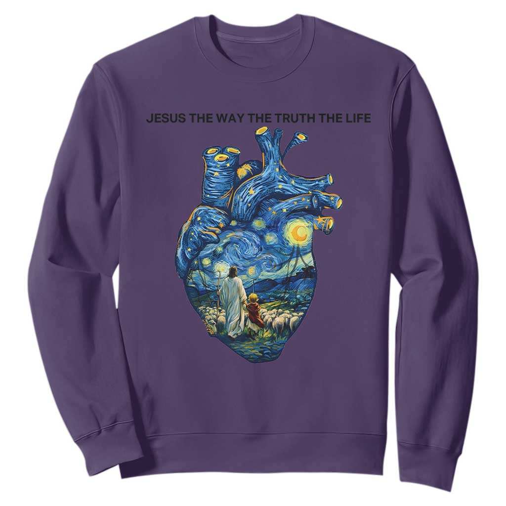 Jesus Christian Starry Night Sweatshirt The Way The Truth The Life TS14 Purple Print Your Wear
