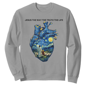 Jesus Christian Starry Night Sweatshirt The Way The Truth The Life TS14 Sport Gray Print Your Wear