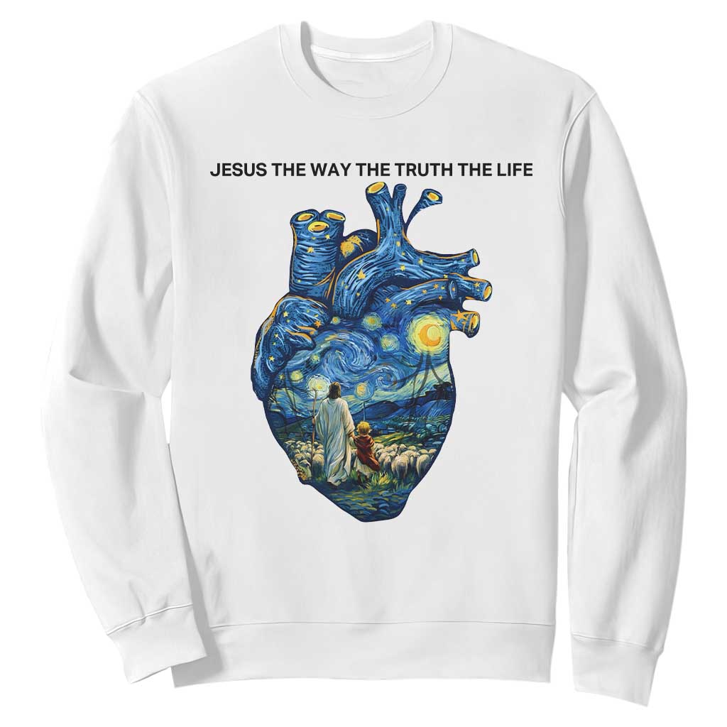 Jesus Christian Starry Night Sweatshirt The Way The Truth The Life TS14 White Print Your Wear