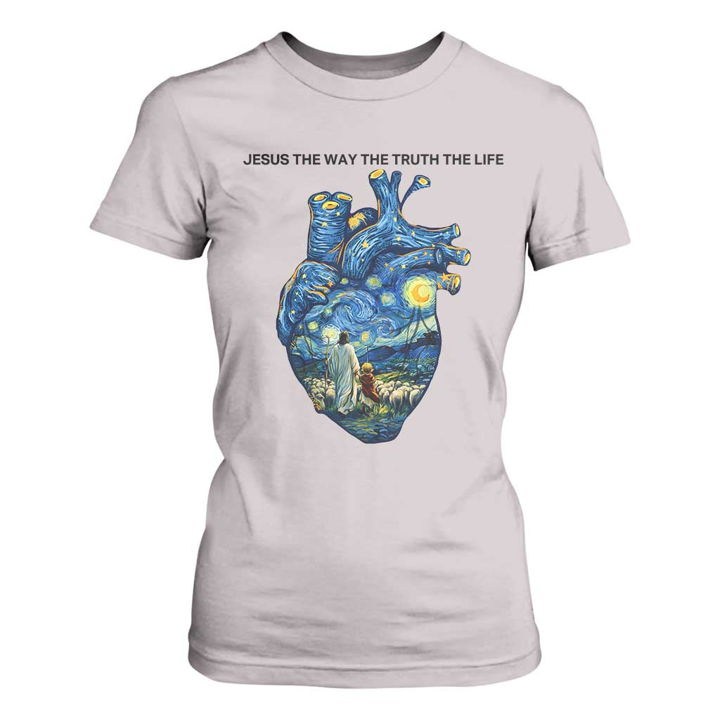 Jesus Christian Starry Night T Shirt For Women The Way The Truth The Life TS14 Ice Gray Print Your Wear
