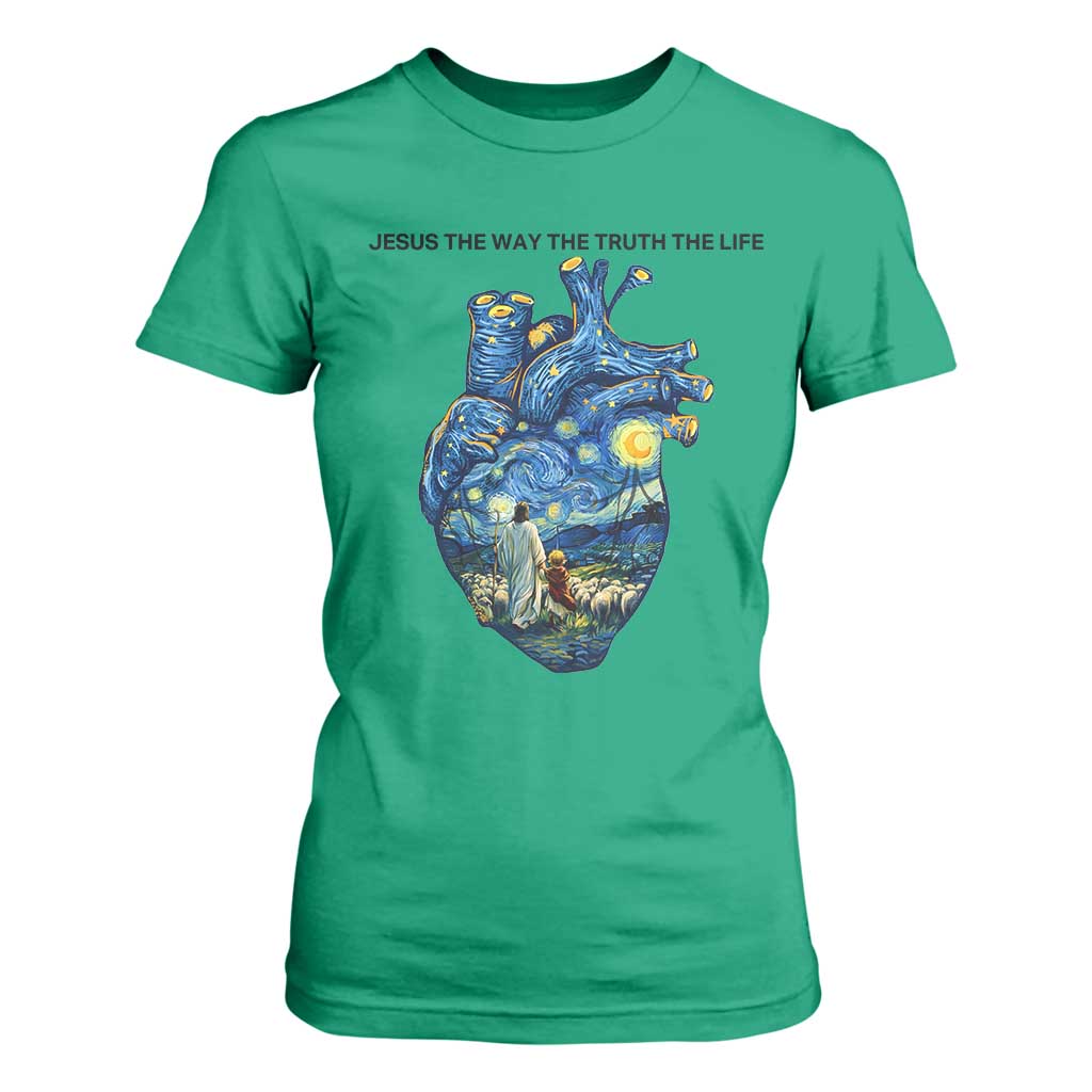 Jesus Christian Starry Night T Shirt For Women The Way The Truth The Life TS14 Irish Green Print Your Wear