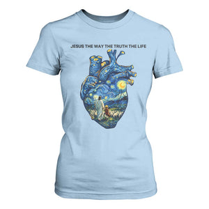 Jesus Christian Starry Night T Shirt For Women The Way The Truth The Life TS14 Light Blue Print Your Wear