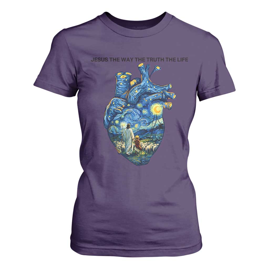 Jesus Christian Starry Night T Shirt For Women The Way The Truth The Life TS14 Purple Print Your Wear