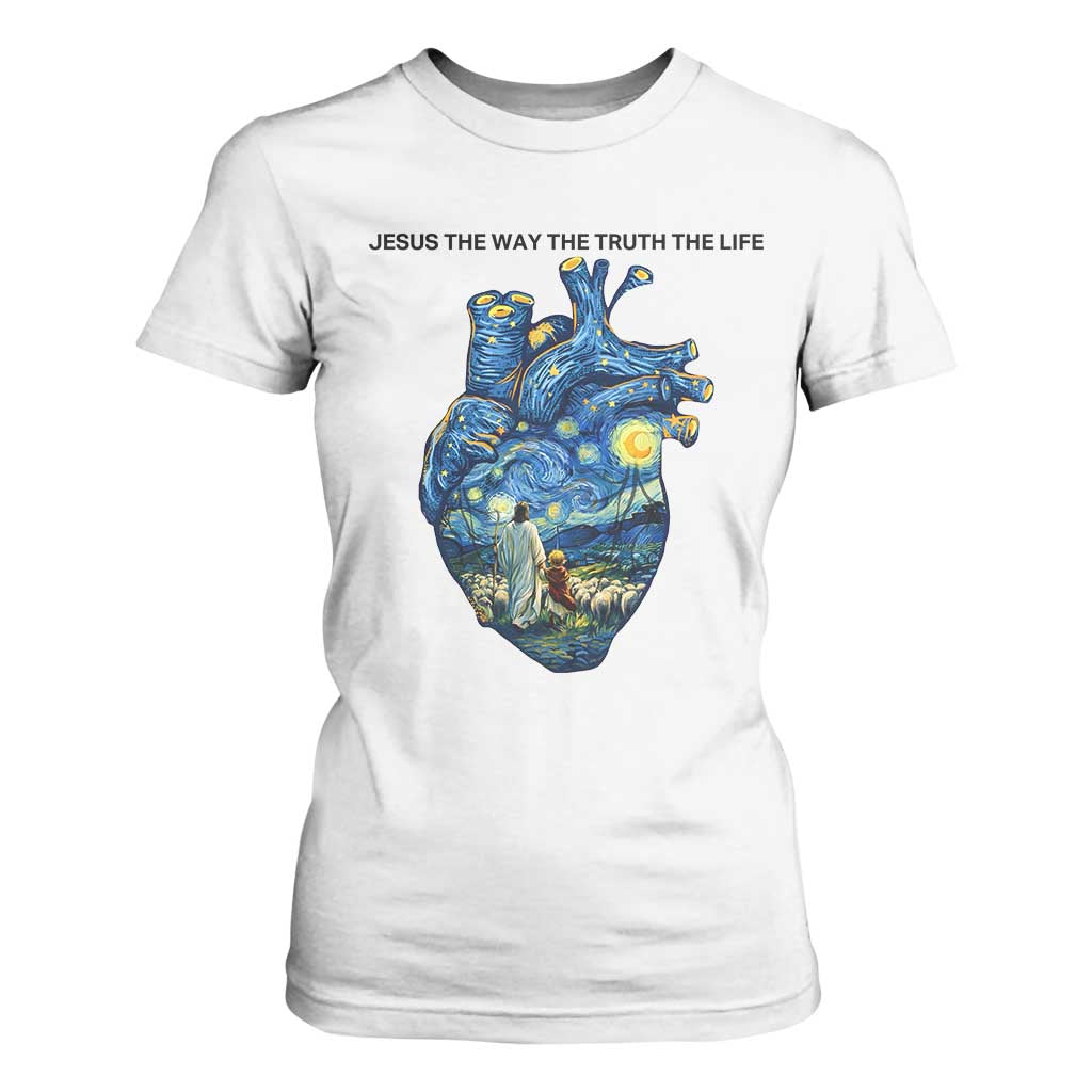 Jesus Christian Starry Night T Shirt For Women The Way The Truth The Life TS14 White Print Your Wear
